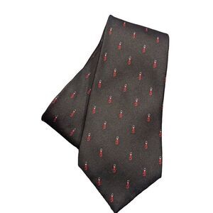 Jsaco Men's 100% Silk Black With Red Lobster Clasp Pattern Neck Tie